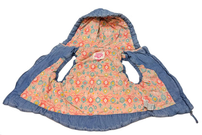 Piping Hot Denim Puffer Vest Hooded Size 4