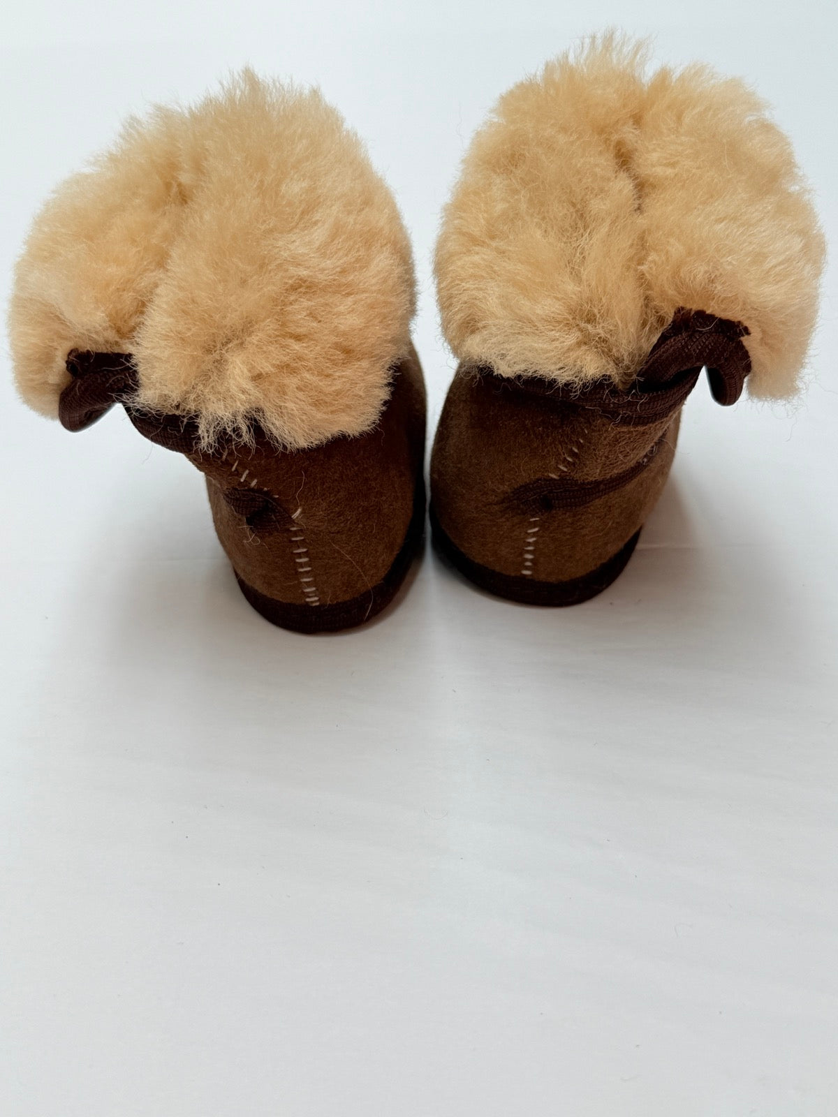 Sheepskin Shearling Baby Booties Brown 0-6m
