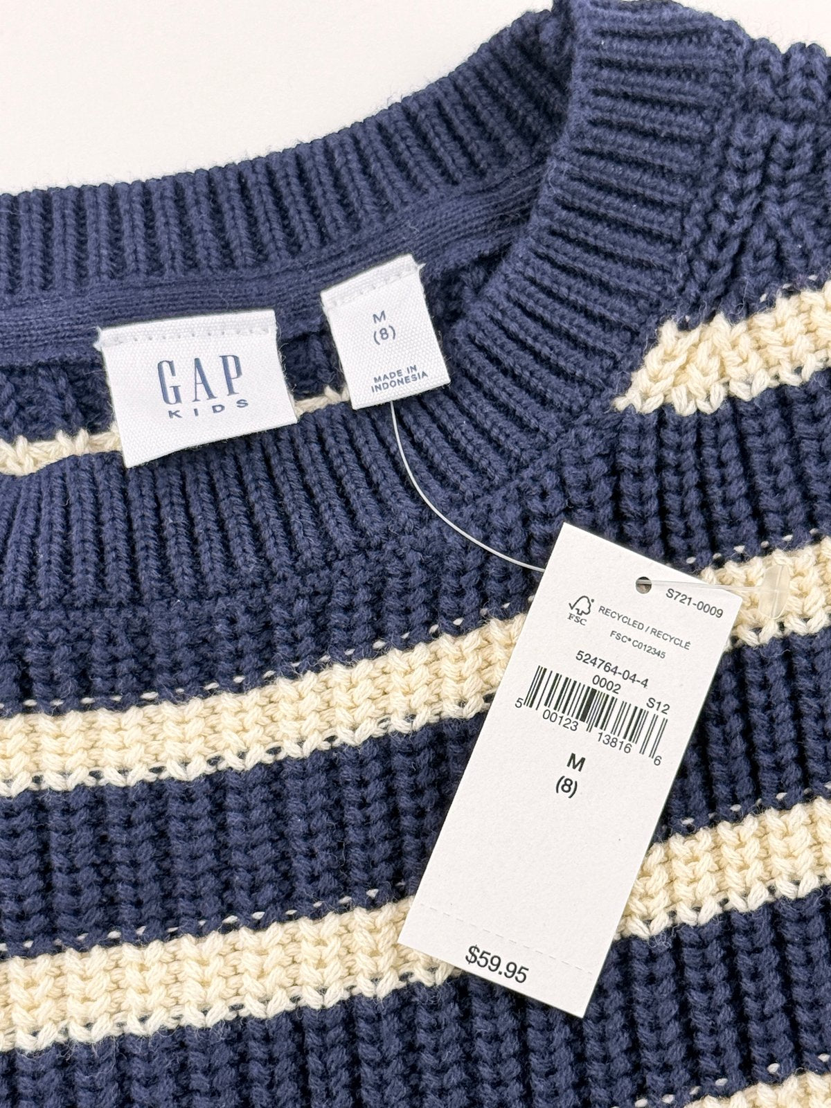 NWT - Gap Kids Navy Striped Sweater Size M (8) 8