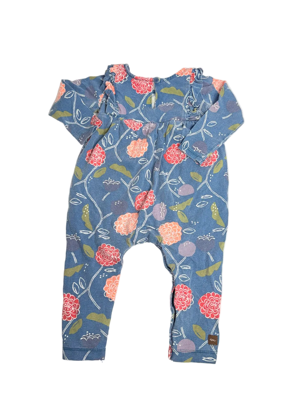 Tea Collection Floral Blue Romper 9-12m