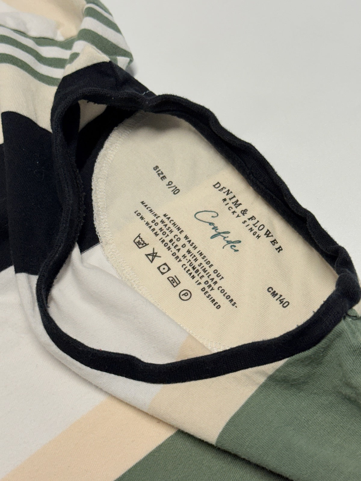 T-Shirt Denim & Flower Striped Size 9-10