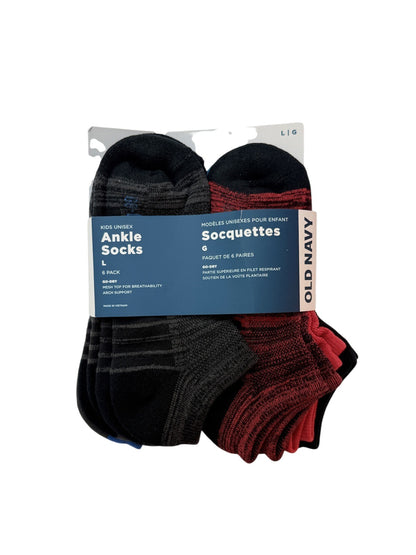 Old Navy Kids Go-Dry Ankle Socks 6-Pack Size L