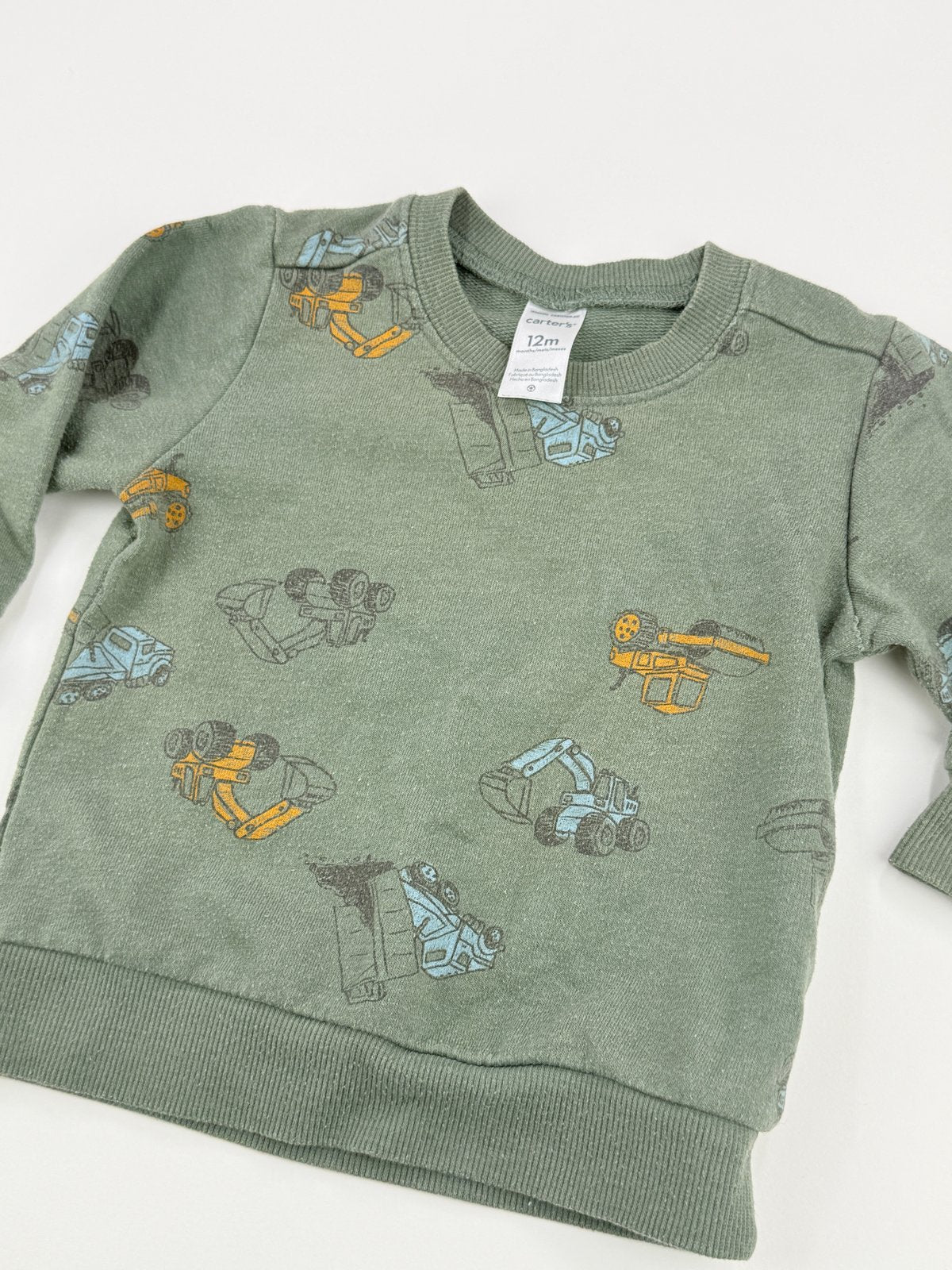 Carter's Construction Truck Green Sweatshirt 12M
