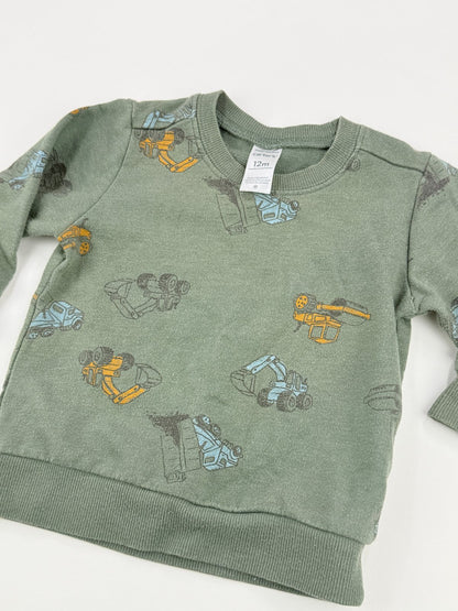 Carter's Construction Truck Green Sweatshirt 12M