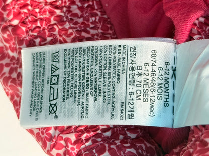 Baby Gap Pink Floral Down Puffer Jacket 6-12M