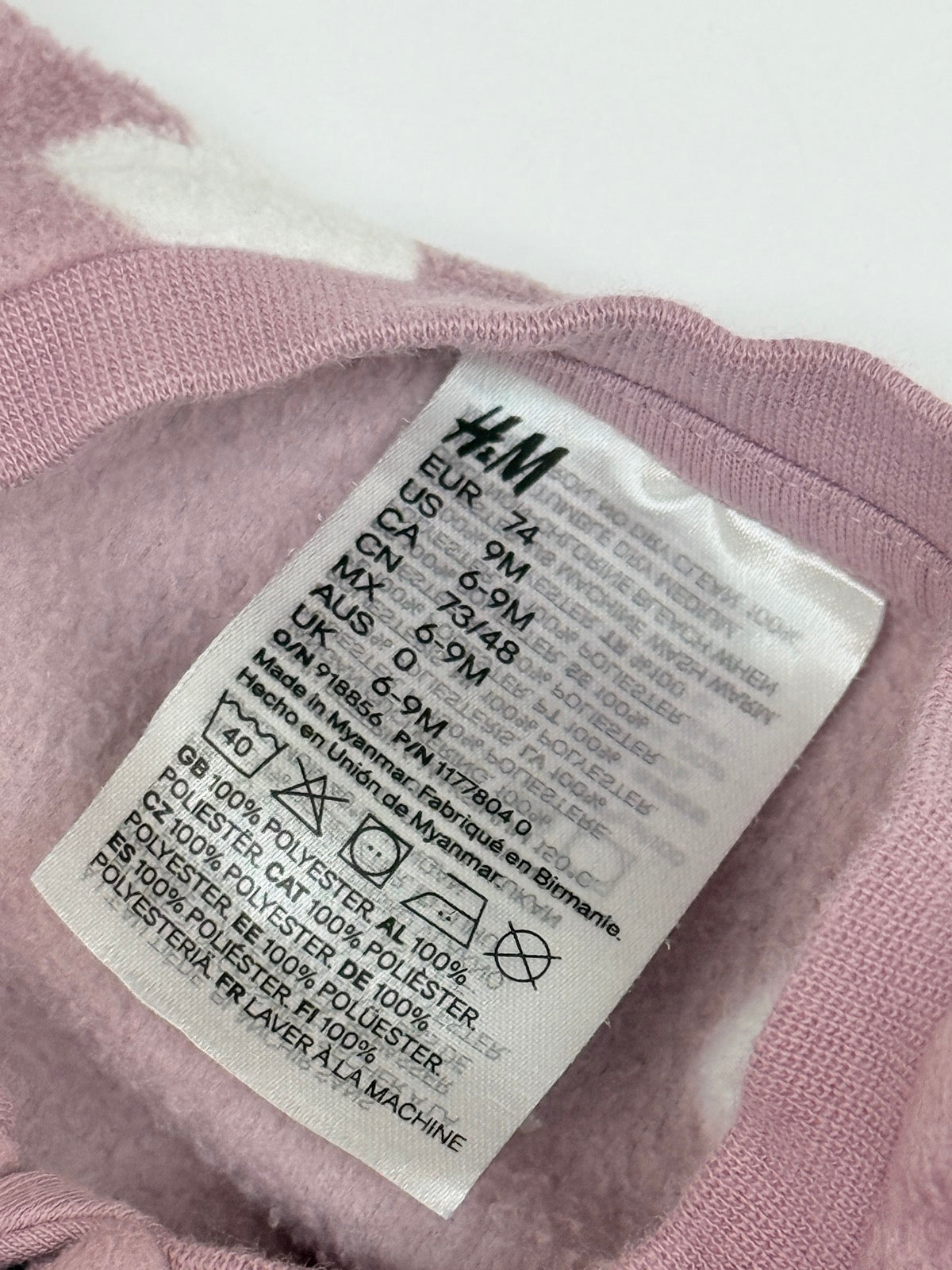 H&M Heart Print Fleece Sleeper 6-9M