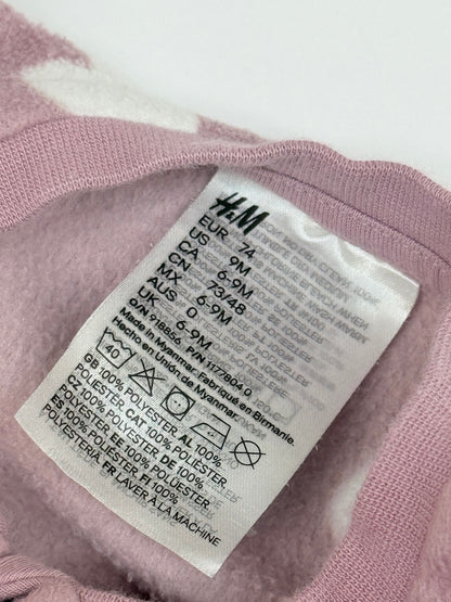 H&M Heart Print Fleece Sleeper 6-9M