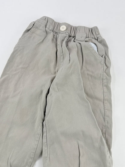 Gray Twill Elastic Cuff Pants