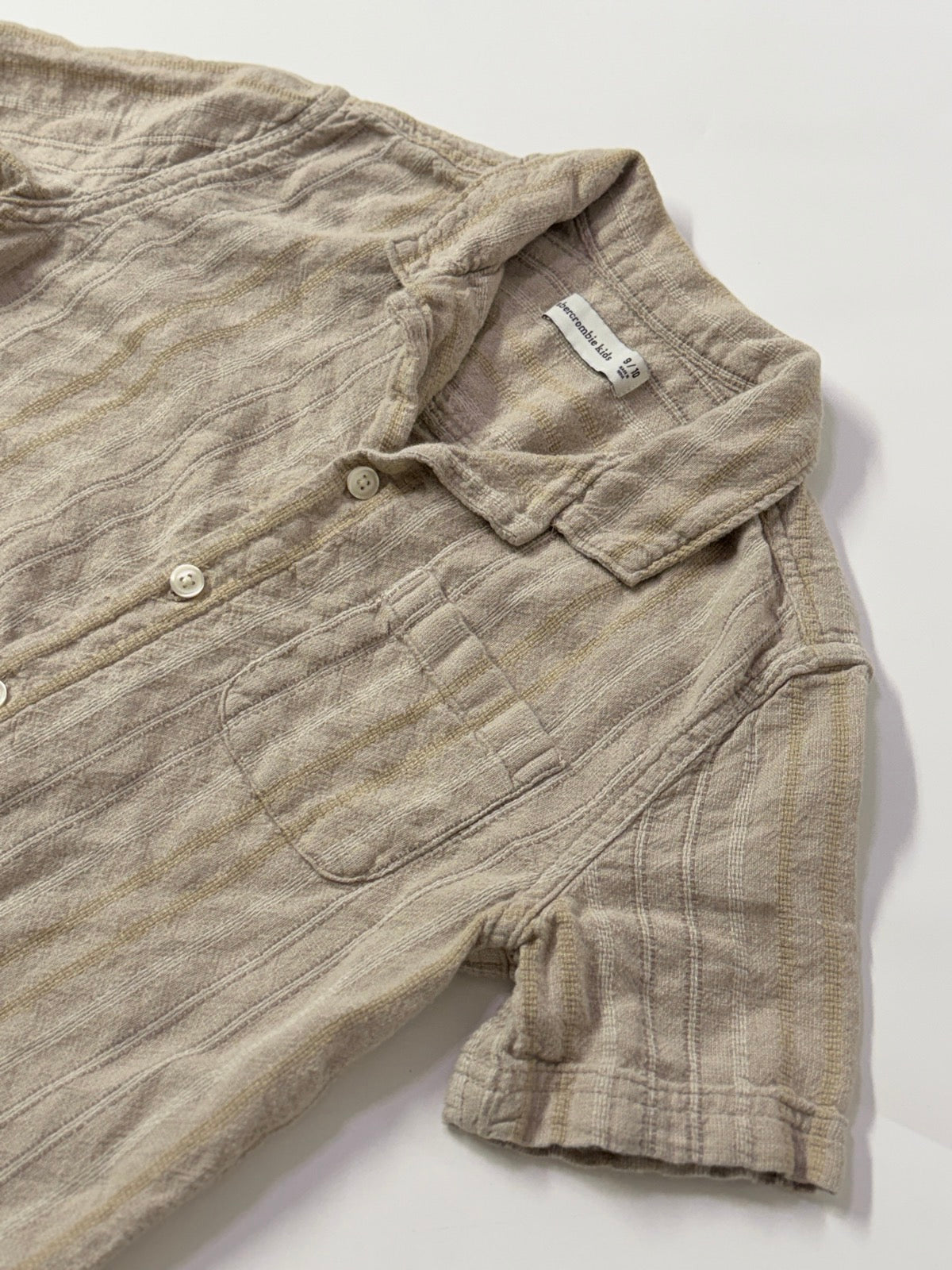 Button Shirt Abercrombie Kids Beige Stripe 9/10