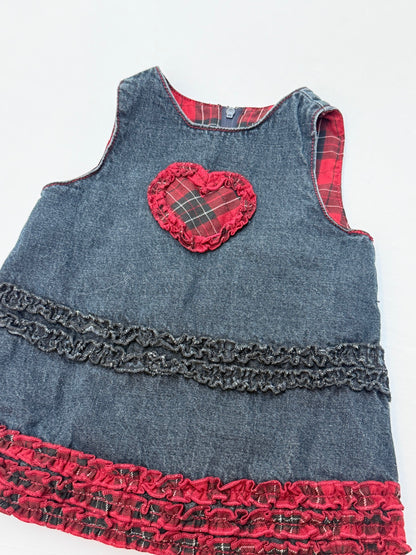 The Children's Place Denim Plaid Heart Dress 3-6M