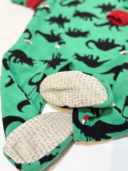 Carter's Green Christmas Dinosaur Fleece Footie 2T