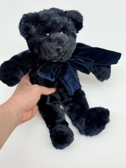 Dark Navy Plush Teddy Bear Velvet Ribbon
