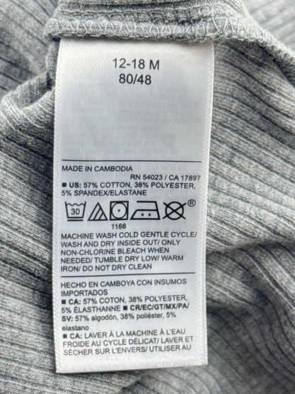 Old Navy Gray Ribbed Henley Bodysuit 12-18M