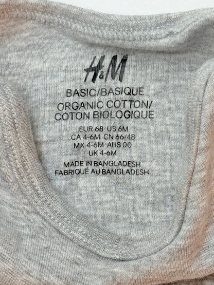 H&M Basic Gray Bodysuit 4-6M