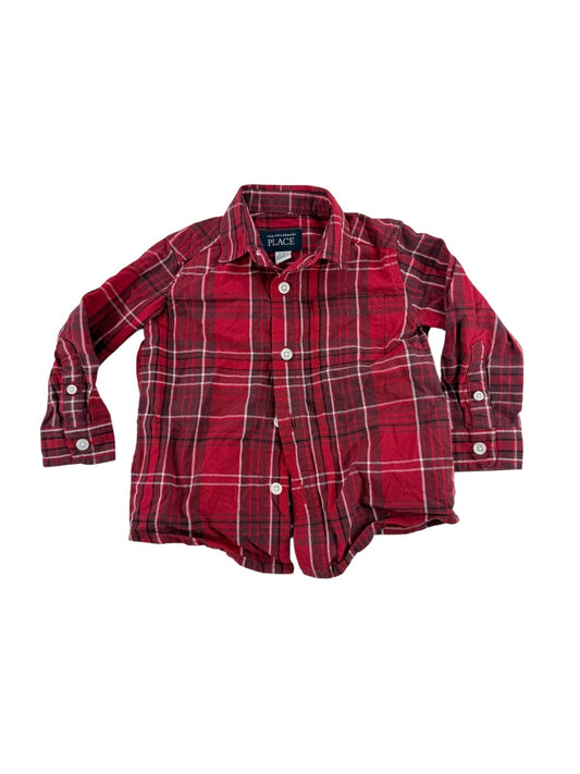 The Children's Place Red Plaid Button-Up Shirt 12-18M