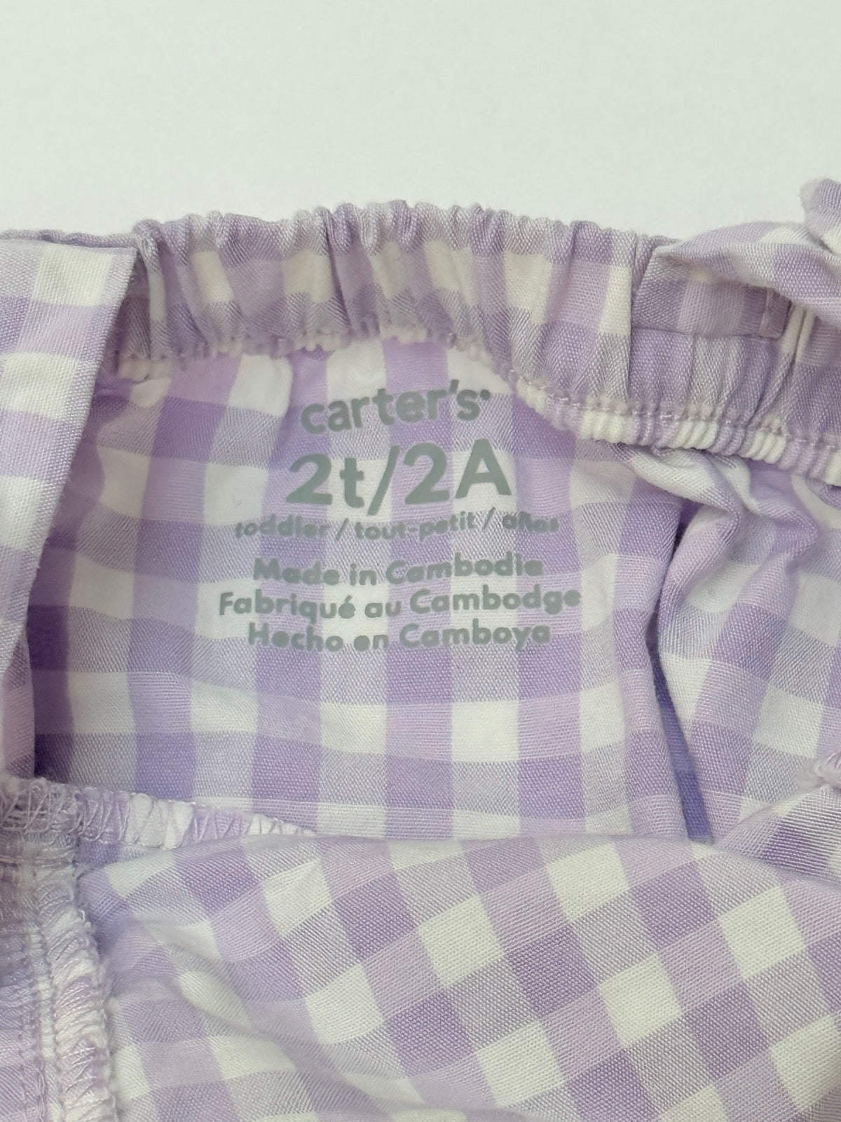 Carter's Lavender Gingham Ruffle Dress 2T