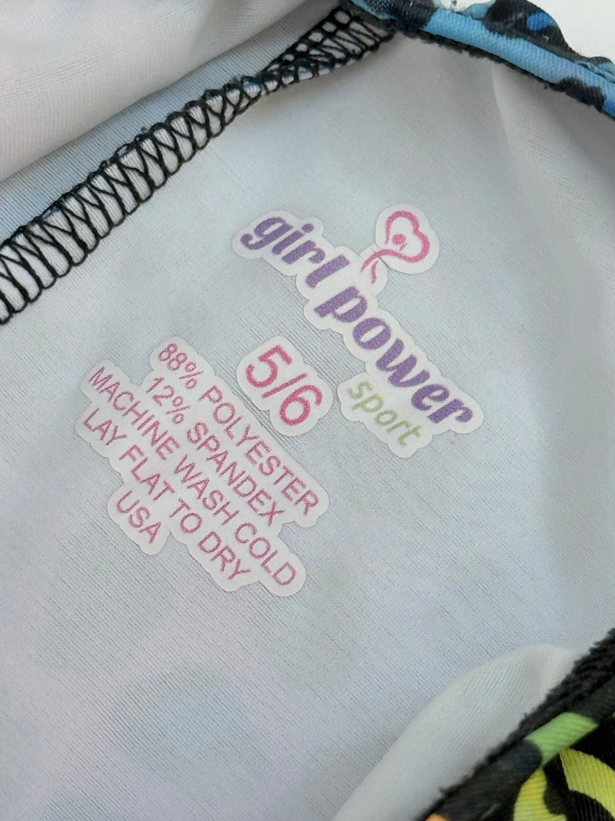 Girl Power Sport Rainbow Leopard Biketard Size 5/6