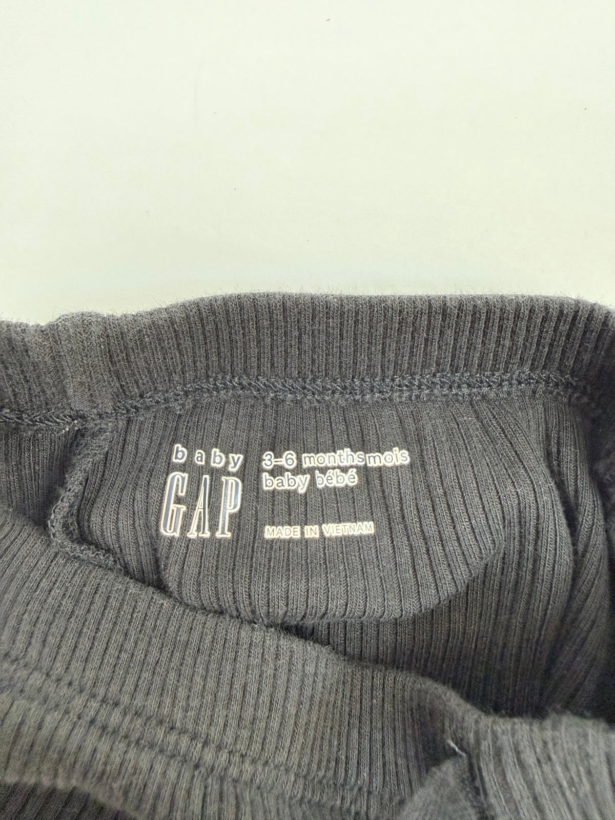 Baby Gap Ribbed Black Joggers 3-6 Months