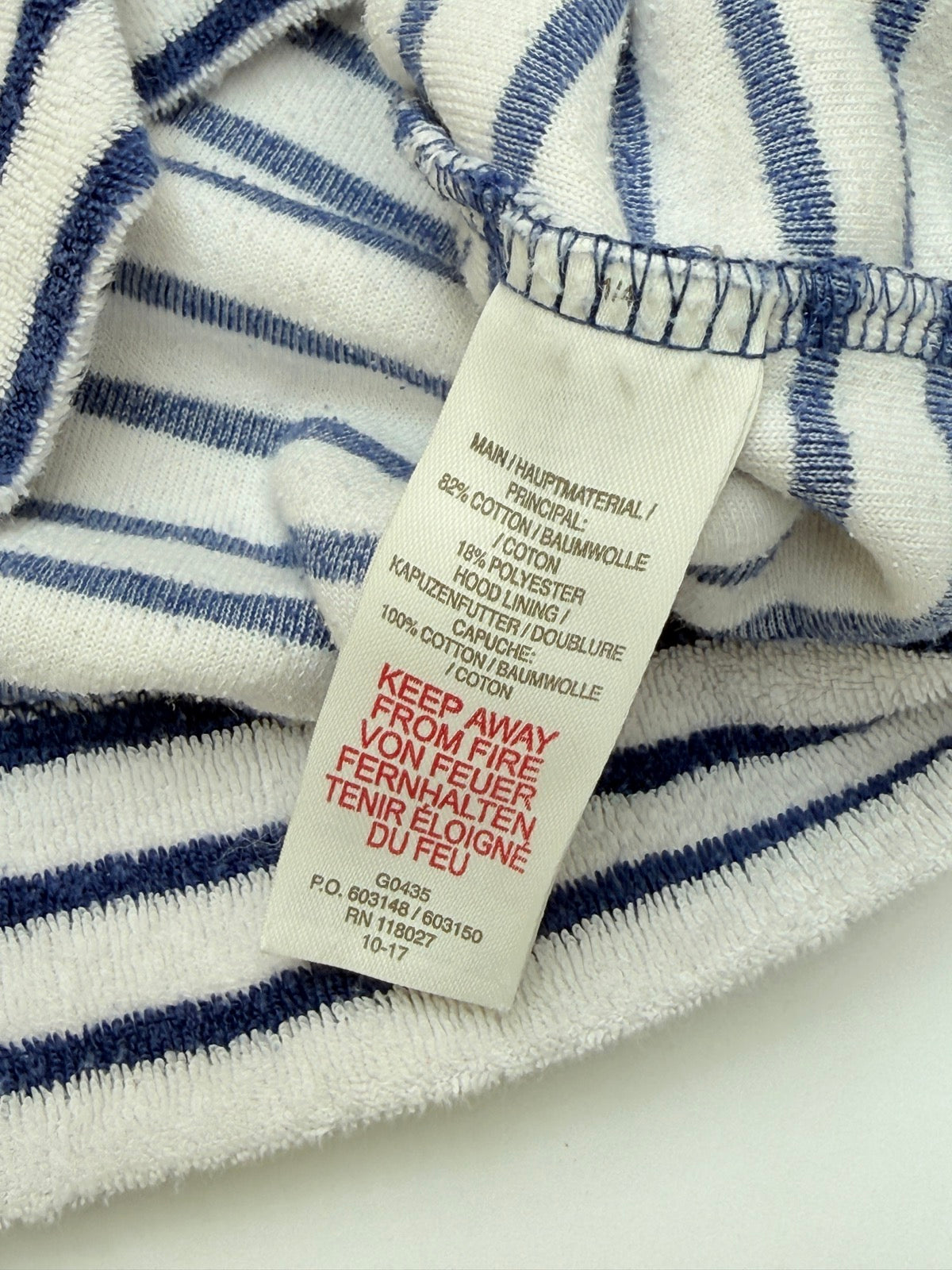 Mini Boden Rainbow Stripe Terry Hoodie 4-5Y