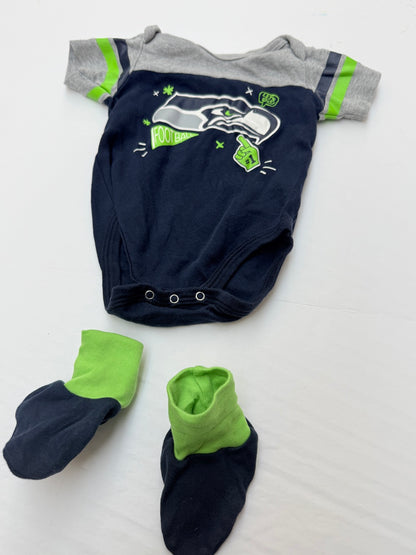 NFL Seattle Seahawks Bodysuit & Booties Set 6/9M