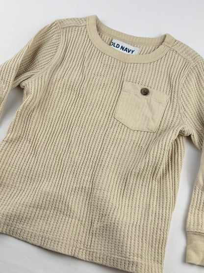 Old Navy Beige Waffle Knit Top Size 3T