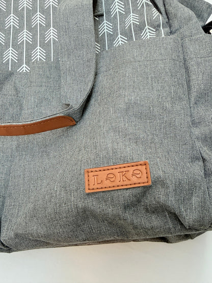 Lekebaby Gray Arrow Print Diaper Bag Tote