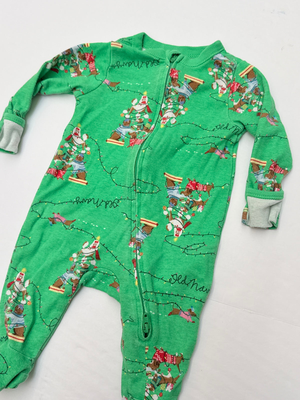 Old Navy Dachshund Christmas Footed Sleeper 0-3M