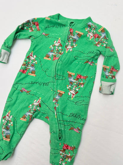 Old Navy Dachshund Christmas Footed Sleeper 0-3M