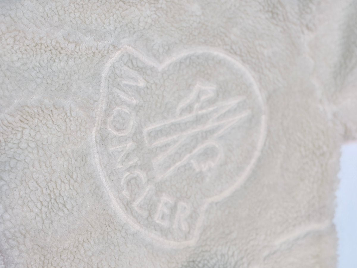 Moncler Cream Sherpa Zip Hoodie 6Y