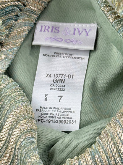 Iris & Ivy Metallic Green Tiered Dress Size 7