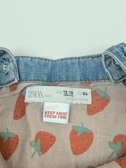 Zara Baby Denim Ruffle Strap Overalls 12-18M