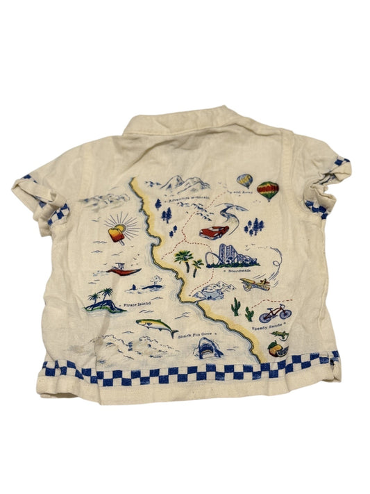 Old Navy Map Print Button Shirt 12-18M