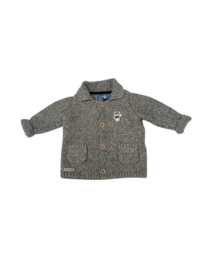 Sergent Major Knit Bear Patch Cardigan 6M