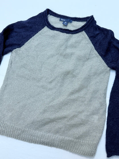 GapKids Navy Gray Raglan Sweater Size S/P (6-7) 6-7