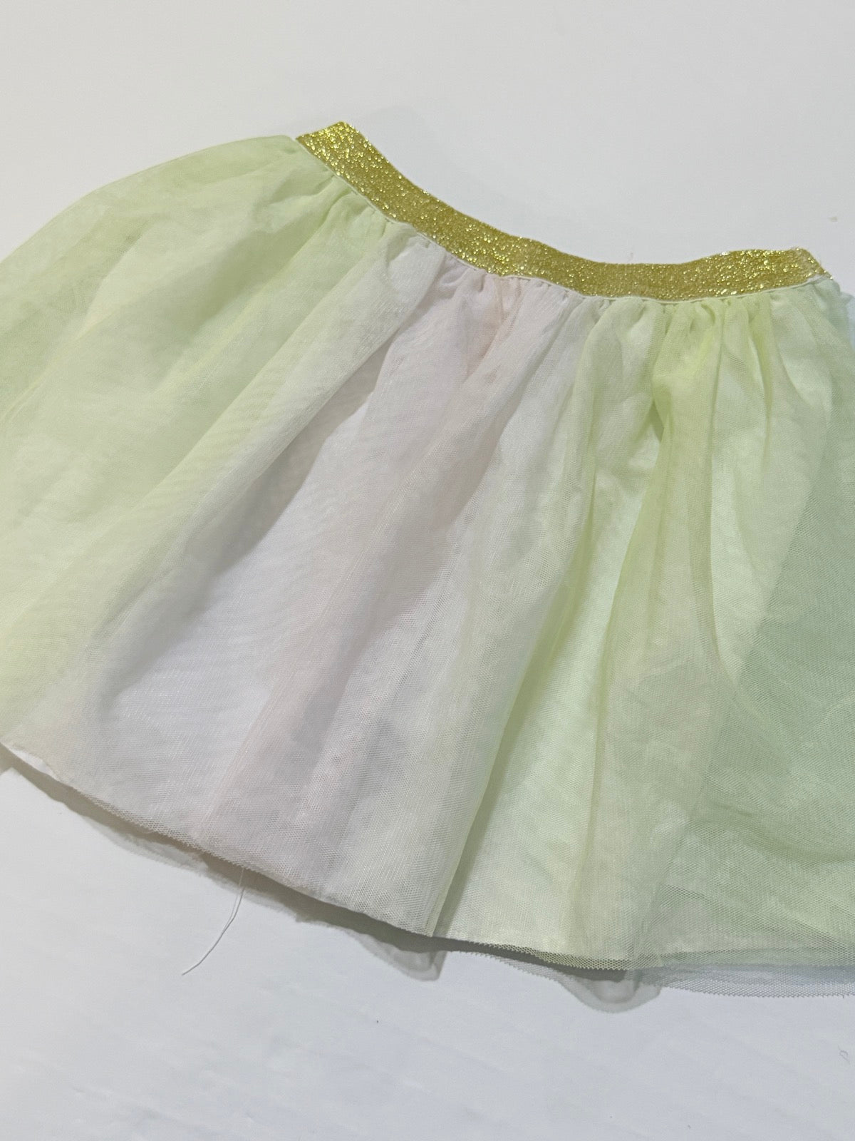 Yellow Tulle Skirt Gold Glitter Waist Size 7/8