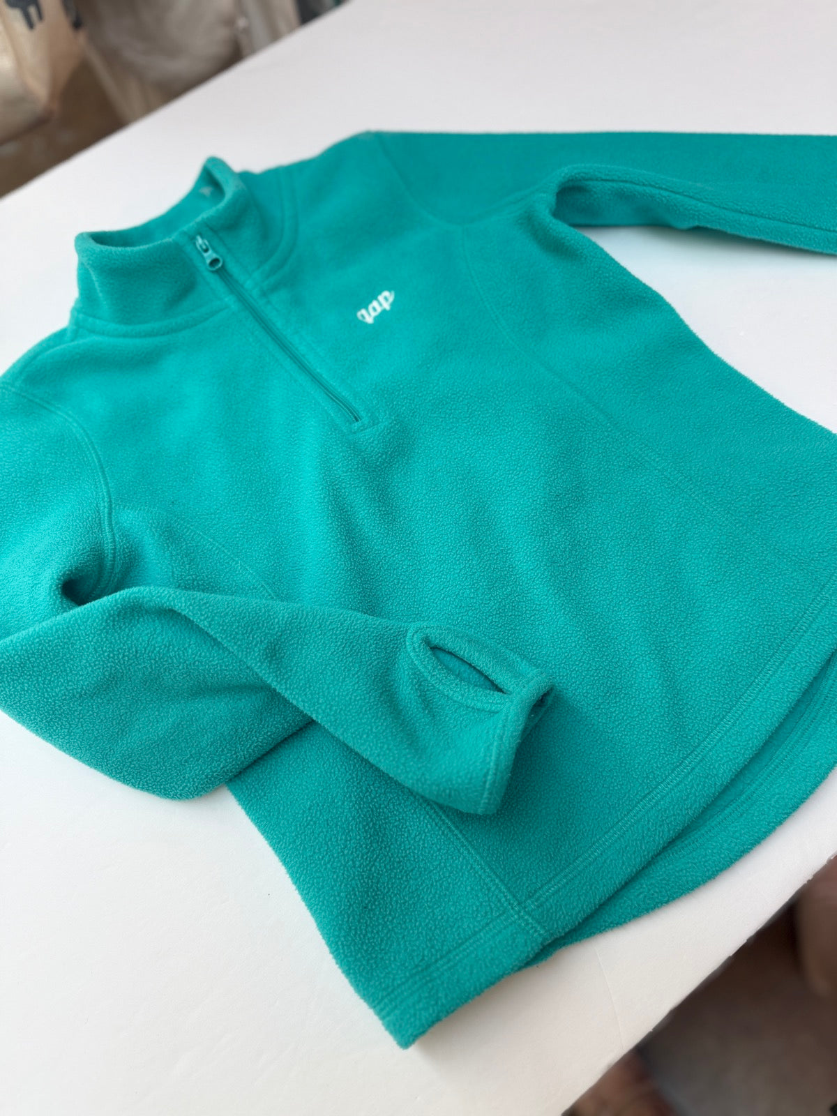Gap Teal Fleece Quarter-Zip Pullover Size S