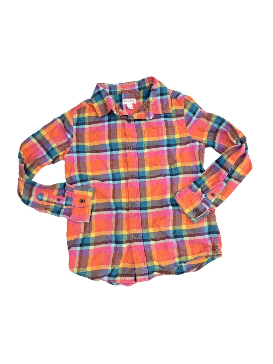 Cat & Jack Plaid Button-Up Shirt Size M (8)