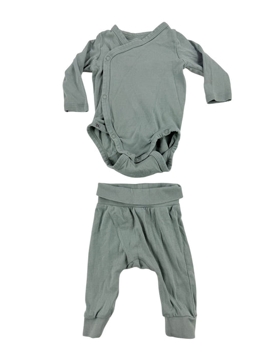 H&M Sage Green Bodysuit & Pants Set Size 1-2M