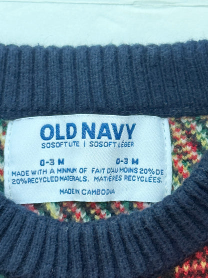 Old Navy Plaid Knit Sweater 0-3M