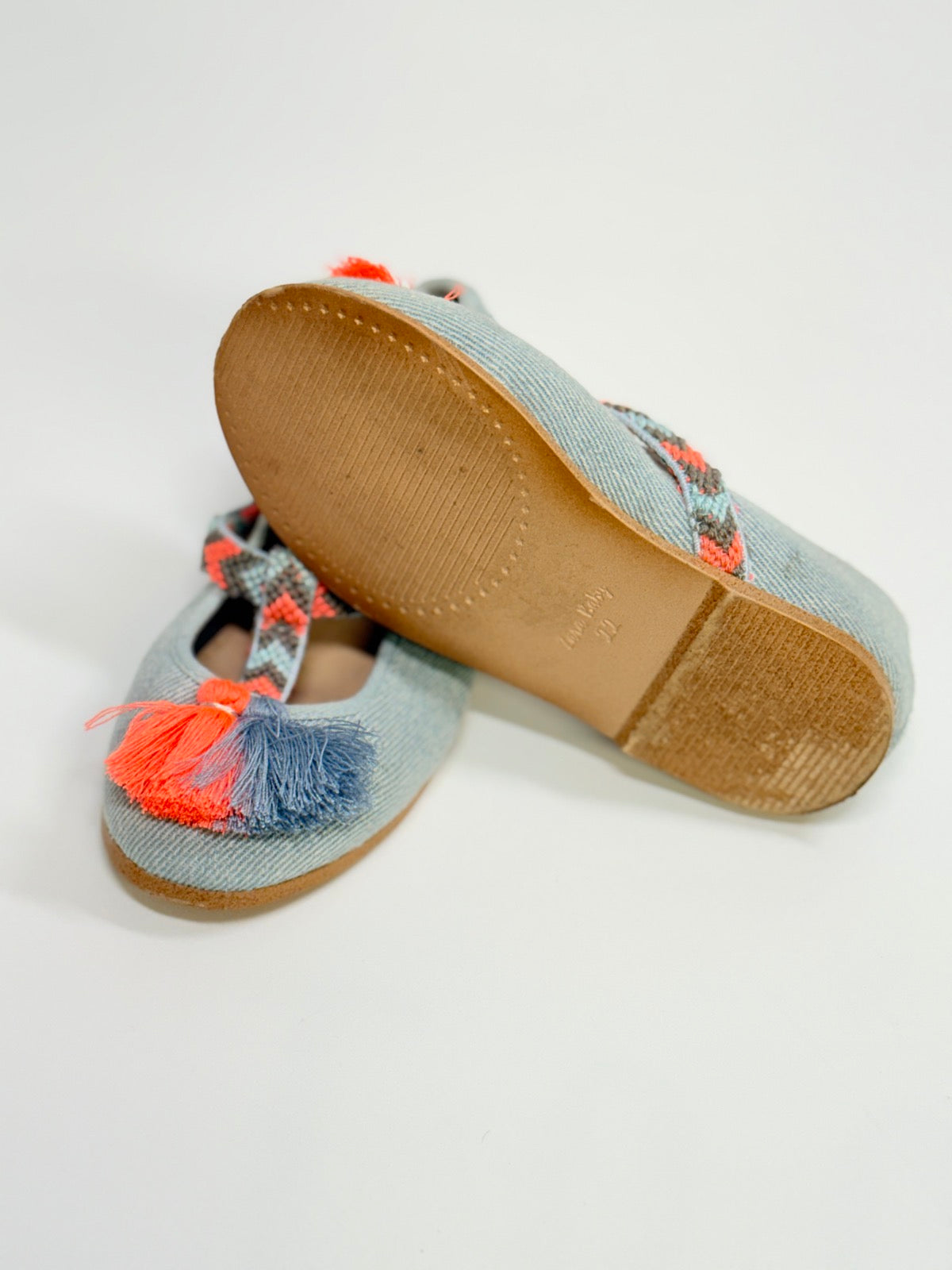 Zara Baby Denim Tassel Ballet Flat Size 22 - US6
