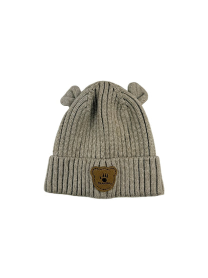 Bearpaw Beige Ribbed Bear Ears Beanie 12-24M