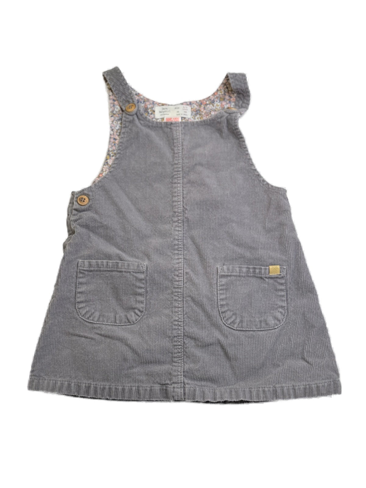 Zara Gray Corduroy Pinafore Dress 2-3Y