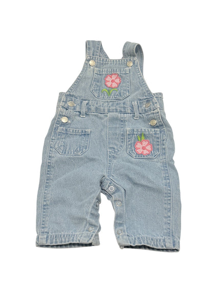 Teddy's Choice Floral Denim Overalls 3/6M