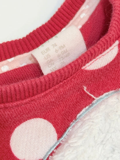 H&M Red Polka Dot Snowman Sweatshirt 6-9M