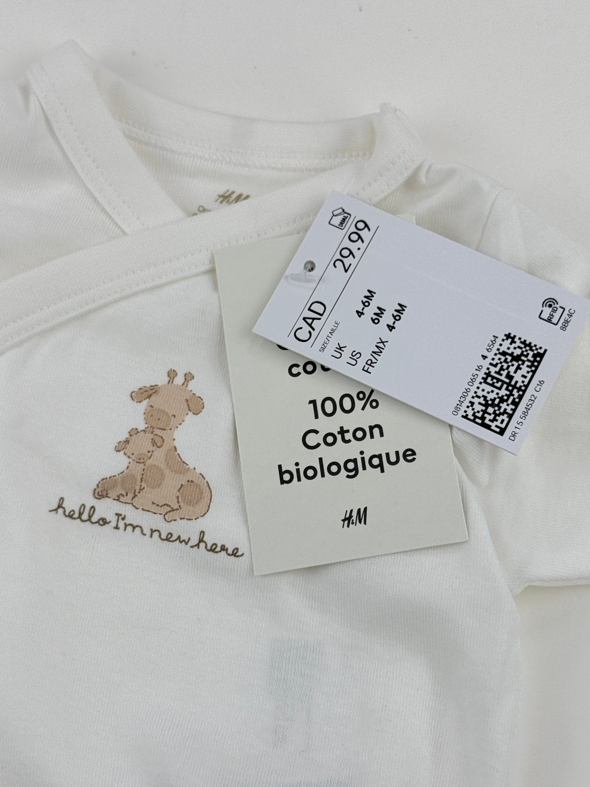 NWT - H&M Giraffe Wrap Bodysuit Size 4-6M