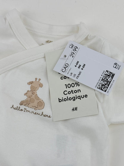 NWT - H&M Giraffe Wrap Bodysuit Size 4-6M