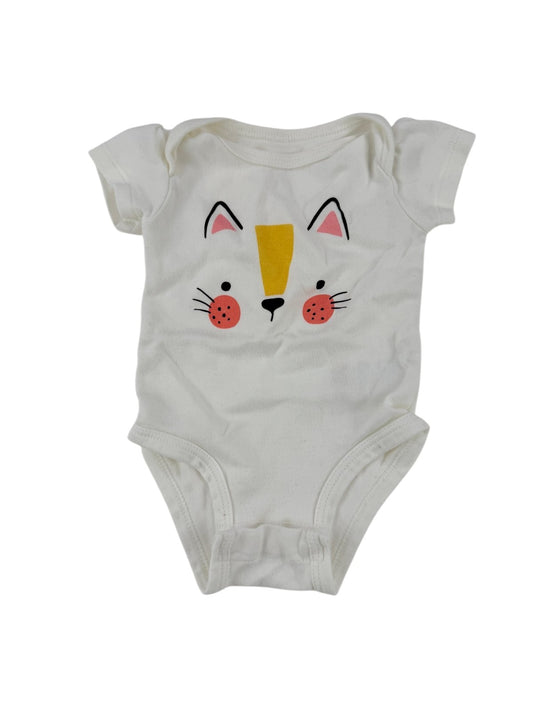 Pekkle Cat Face White Bodysuit 3M