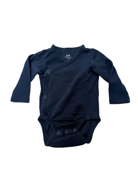 H&M Navy Side-Snap Bodysuit 1-2M