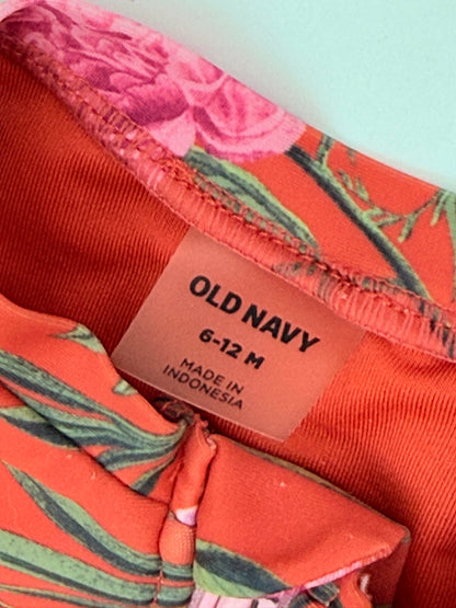 Old Navy Floral Zip Swimsuit 6-12M