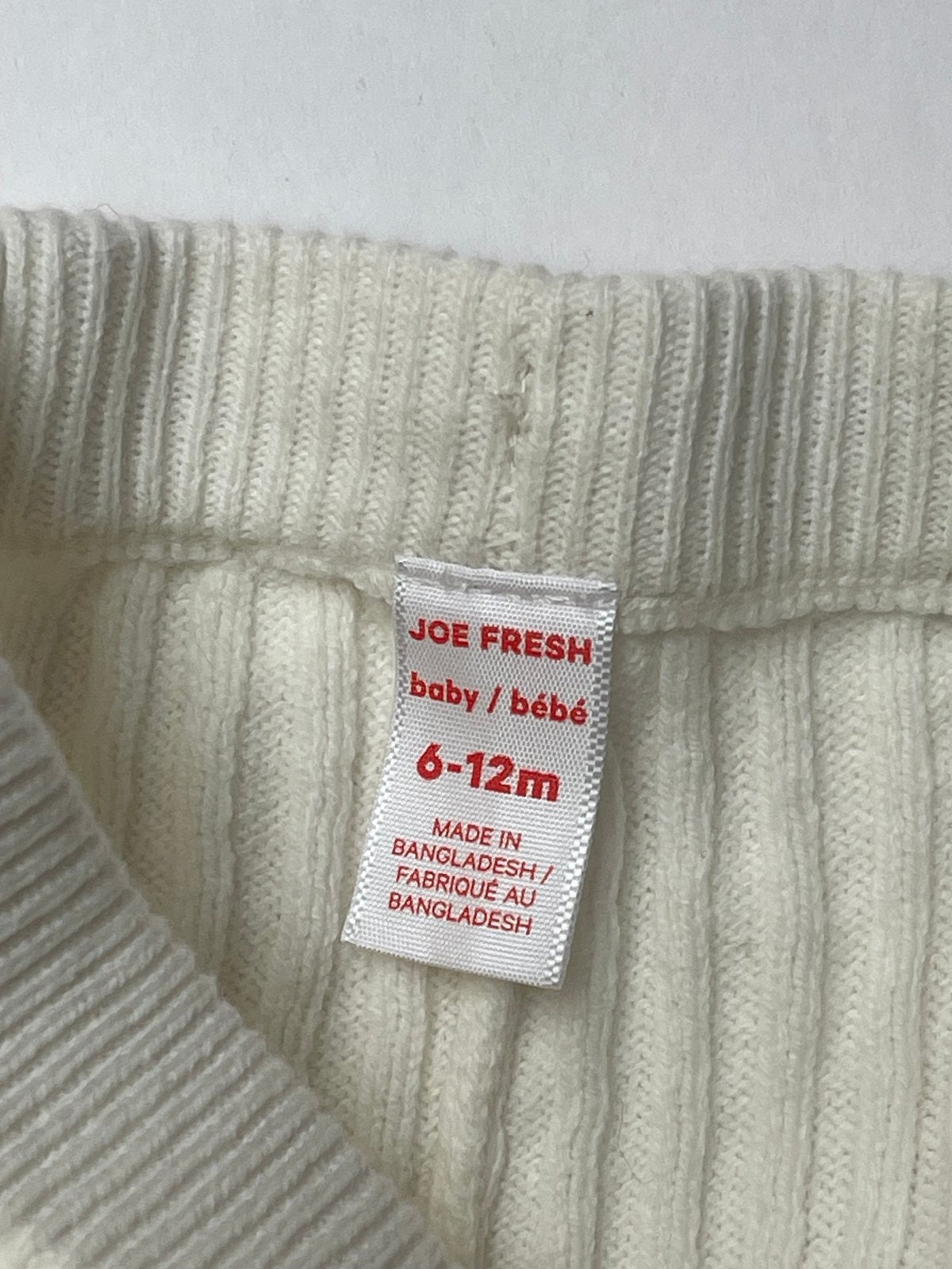 Joe Fresh Cream Ribbed Knit Leggings 6-12M